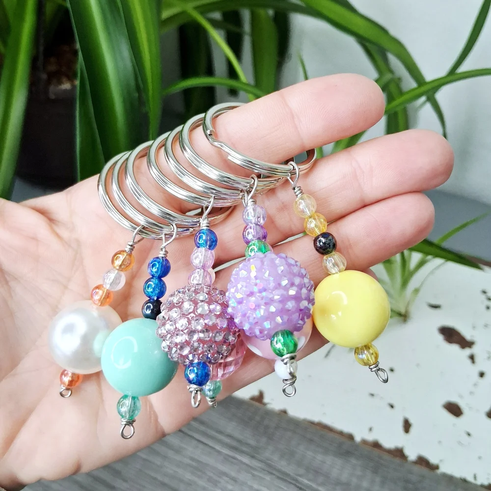 Wholesale Vibrant Beaded Keychain Collection, 12 Piece